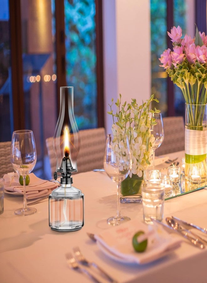 Tuanse 2 Pieces Chamber Oil Lamp,Classic Kerosene Lantern,Vintage Oil Lamp for Indoor Use,Decorative Hurricane Lantern with Adjustable Fire Wick for Halloween Home Tabletop Decor,13 Inch(Clear, Black) - Image 5